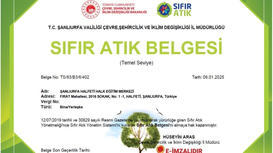 Sıfır Atık Belgesi Almaya Hak Kazandık